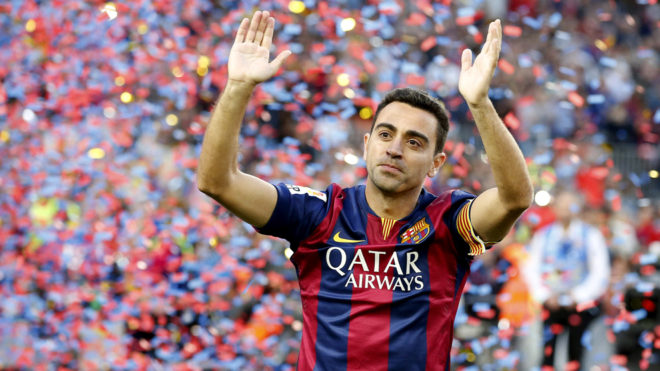Xavi en su despedida como jugador azulgrana